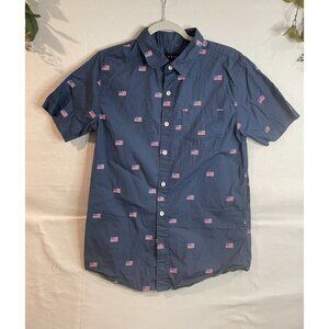 PacSun Men's American Flag Print Button-Down Short Sleeve Shirt Size S